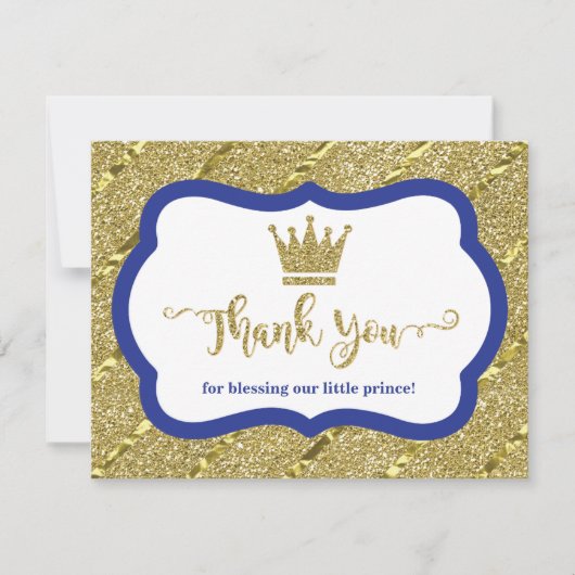 Kleine Prins Bedankt Card, Blauw, Faux Glitter (Voorkant)