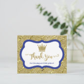 Kleine Prins Bedankt Card, Blauw, Faux Glitter (Staand voorkant)