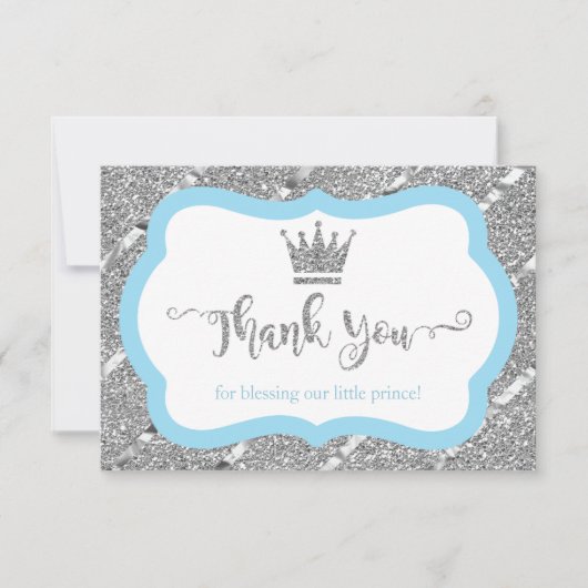 Kleine Prins Bedankt Card, Blauw, Faux Glitter (Voorkant)