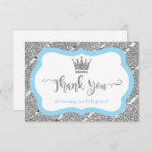 Kleine Prins Bedankt Card, Blauw, Faux Glitter (Voorkant / Achterkant)