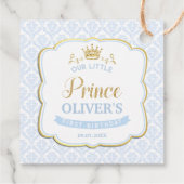 Kleine Prins Blauw Damask Gouden Kroon Dank u Bedankjes Labels (Achterkant)