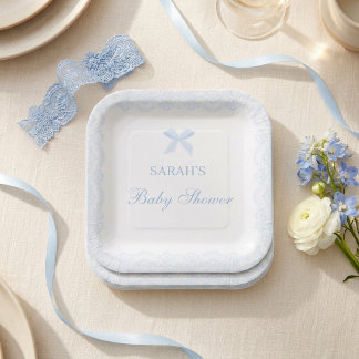 Kleine Prins Blauwe Kant Baby Shower Jongen Papieren Bordje