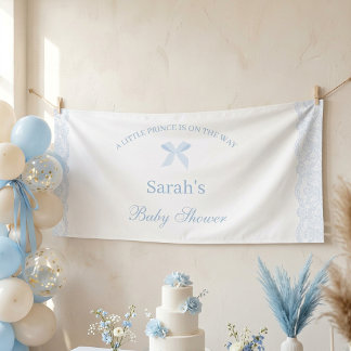 Kleine Prins Blauwe Kant Baby Shower Jongen Spandoek