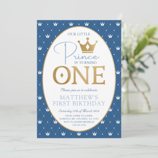 Kleine Prins Eerste Verjaardagsfeestuitnodiging Kaart (Staand voorkant)