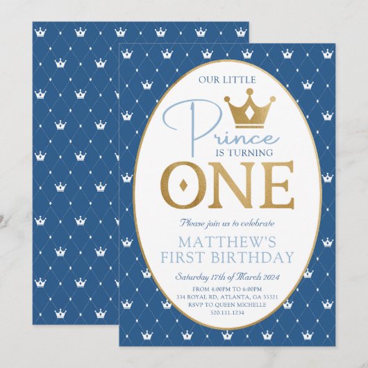 Kleine Prins Eerste Verjaardagsfeestuitnodiging Kaart (Voorkant / Achterkant)