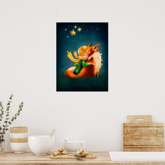 Kleine Prins en Fox. Kunstillustratie van de zuste Poster (Keuken)