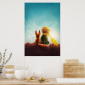Kleine Prins en Vos. Kunstillustratie voor de kind Poster (Keuken)