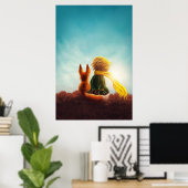 Kleine Prins en Vos. Kunstillustratie voor de kind Poster (Thuiskantoor)