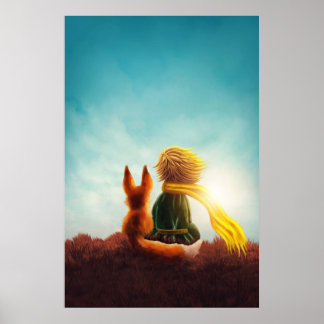 Kleine Prins en Vos. Kunstillustratie voor de kind Poster