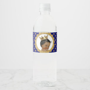 Kleine Prins Etnische Kroon Koninklijk Blauw Goud Waterfles Etiket
