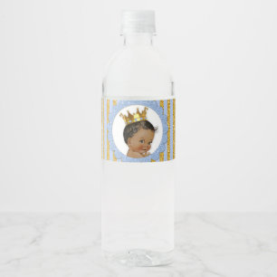 Kleine Prins Etnische Kroon Lichtblauw Goud Waterfles Etiket