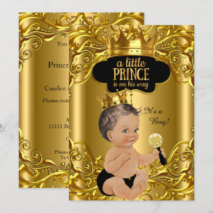 Kleine Prins is op komst Baby Shower Bruine huid Kaart