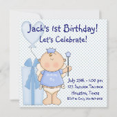 Kleine Prins Jongens 1e Verjaardagsfeest Kaart (Achterkant)