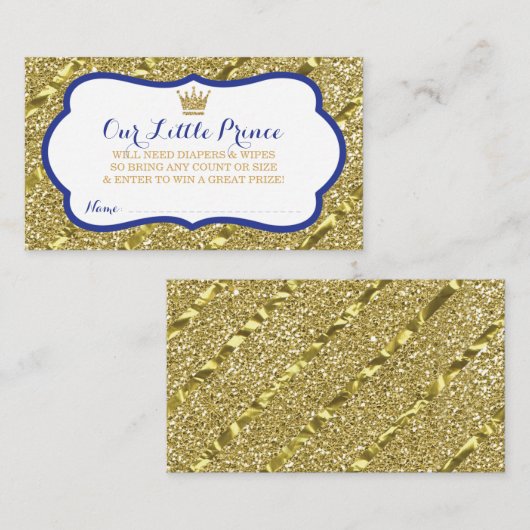 Kleine Prins Luier Raffle Ticket, Faux Glitter Informatiekaartje (Voorkant / Achterkant)