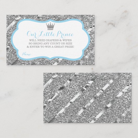 Kleine Prins Luier Raffle Ticket, Faux Glitter Informatiekaartje (Voorkant / Achterkant)