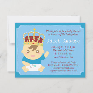 Kleine Prins met Kroon Baby Shower Kaart