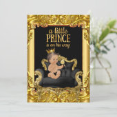 Kleine Prins op de troon Baby shower Brunette Baby Kaart (Staand voorkant)