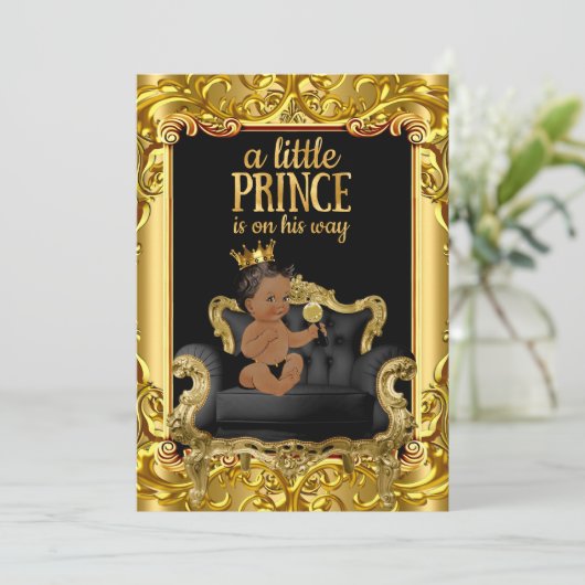 Kleine prins op de troonenne Etnische Baby shower Kaart (Staand voorkant)