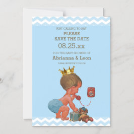 Kleine prins op telefoon sparen de datum grijs bla magnetische uitnodiging