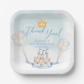 Kleine Prins Sprookje Kasteel Kroon 1e Verjaardag Papieren Bordje (Voorkant)