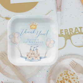 Kleine Prins Sprookje Kasteel Kroon 1e Verjaardag Papieren Bordje