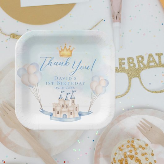 Kleine Prins Sprookje Kasteel Kroon 1e Verjaardag Papieren Bordje