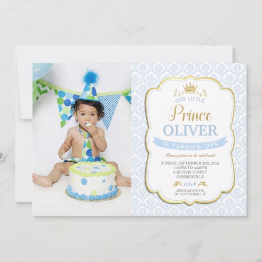 Kleine Prins Verjaardag Uitnodiging Jongen Blauw F (Voorkant)
