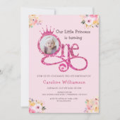 Kleine Prinses 1e Verjaardag Foto Kaart (Voorkant)