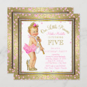 Kleine prinses 5e verjaardag kaart (Voorkant / Achterkant)