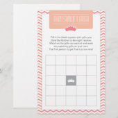 Kleine Prinses Baby Douche Bingo Spelkaart Briefpapier (Voorkant / Achterkant)