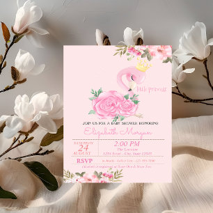 Kleine Prinses, Baby Flamingo Bloemen Baby Borrel Kaart