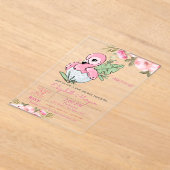 Kleine prinses, Baby Flamingo Floral Baby shower Acryl Uitnodigingen (Laagn)