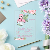 Kleine prinses, Baby Flamingo Floral Baby shower Acryl Uitnodigingen (Insitu (Huwelijk))