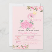 Kleine prinses, Baby Flamingo Floral Baby shower Kaart (Voorkant)