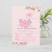 Kleine prinses, Baby Flamingo Floral Baby shower Kaart (Staand voorkant)