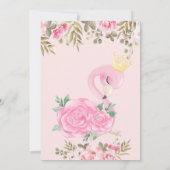 Kleine prinses, Baby Flamingo Floral Baby shower Kaart (Achterkant)