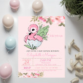 Kleine prinses, Baby Flamingo Floral Baby shower Kaart