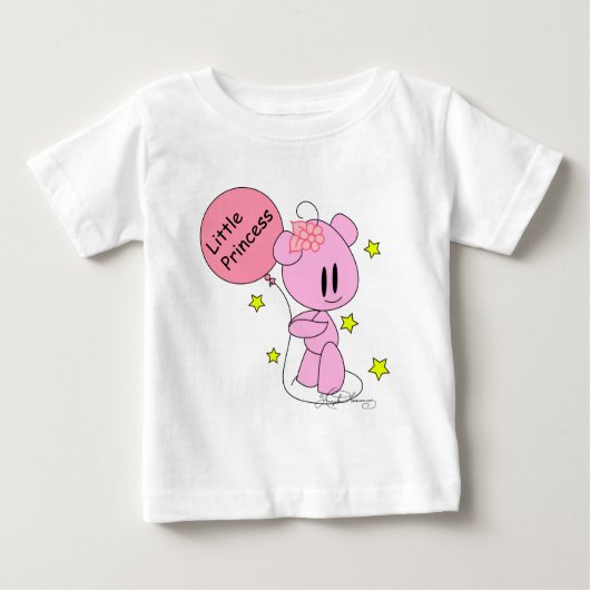 Kleine Prinses Baby Meisje Roze Teddybeer T-shirt (Voorkant)