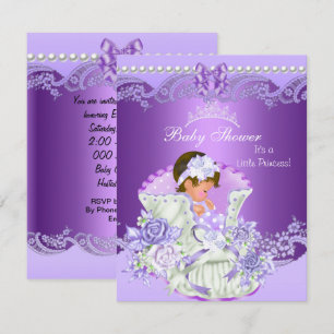 Kleine Prinses Baby Shower Meisje Paarse Tiara Vin Kaart