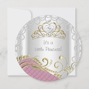 Kleine Prinses Baby Shower Meisje Roze Parel Goud Kaart