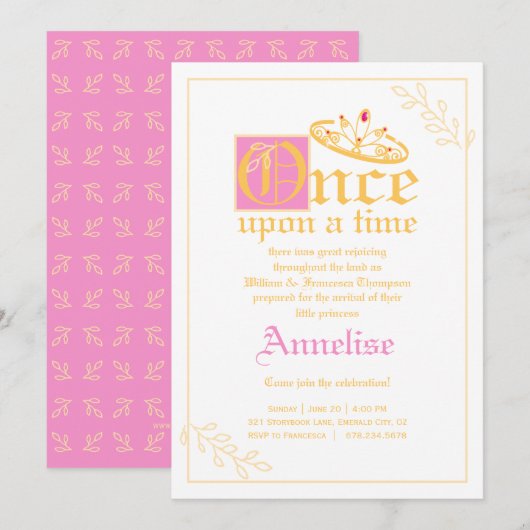 kleine prinses BABY SHOWER roze goudtiara I Kaart (Voorkant / Achterkant)