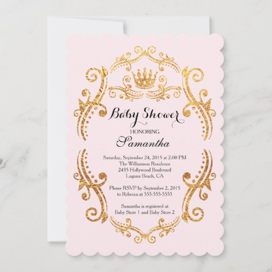 kleine prinses Baby shower uitnodiging (Voorkant)