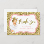 Kleine prinses bedankje, faux glitter bedankkaart (Voorkant / Achterkant)