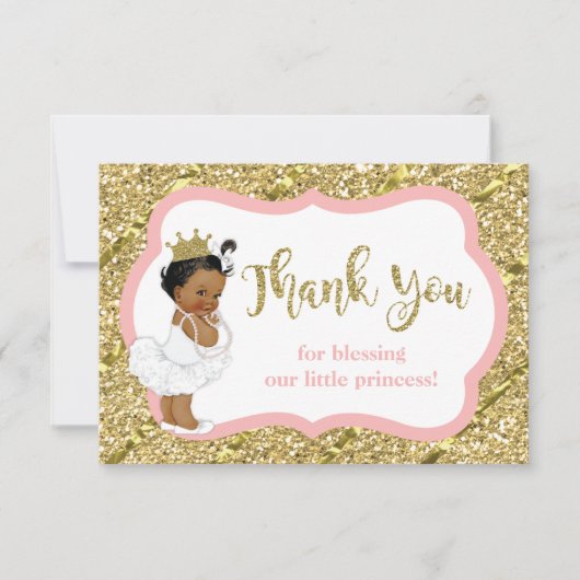 Kleine prinses bedankje, faux glitter bedankkaart (Voorkant)