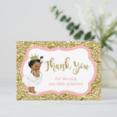 Kleine prinses bedankje, faux glitter bedankkaart (Staand voorkant)