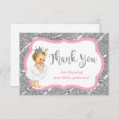 Kleine prinses bedankje, faux glitter bedankkaart (Voorkant / Achterkant)