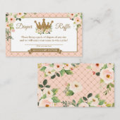 Kleine prinses Blush Floral Diaper Raffle Ticket Informatiekaartje (Voorkant / Achterkant)