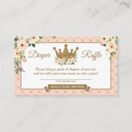 Kleine prinses Blush Floral Diaper Raffle Ticket Informatiekaartje