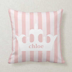 Kleine prinses Crown Pink Striped Nursery Kussen