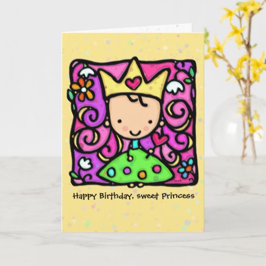 Kleine Prinses Custom verjaardagskaart Kaart (Gele Bloem)